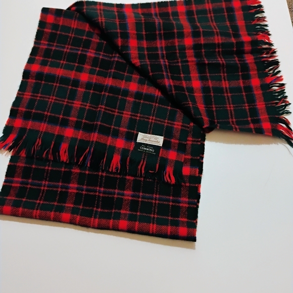 Vintage Wool Plaid Checkered Scarf Made In Scotland